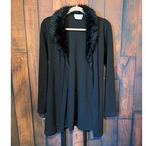Women's A. Byer black faux fur lined light weight jacket size medium classy